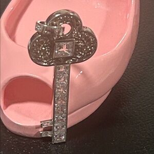 Vintage Authentic Silver 925 Crystal and Moissanite Key Charm Pendent 🔥
